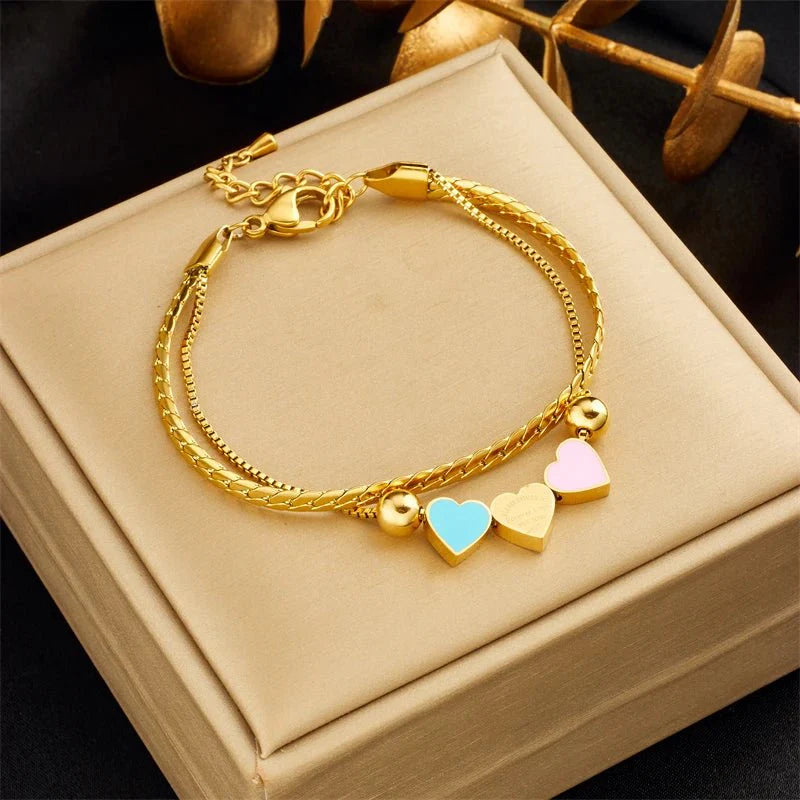 Brehn | Pastell Für Immer Liebe Herz Halskette und Armband