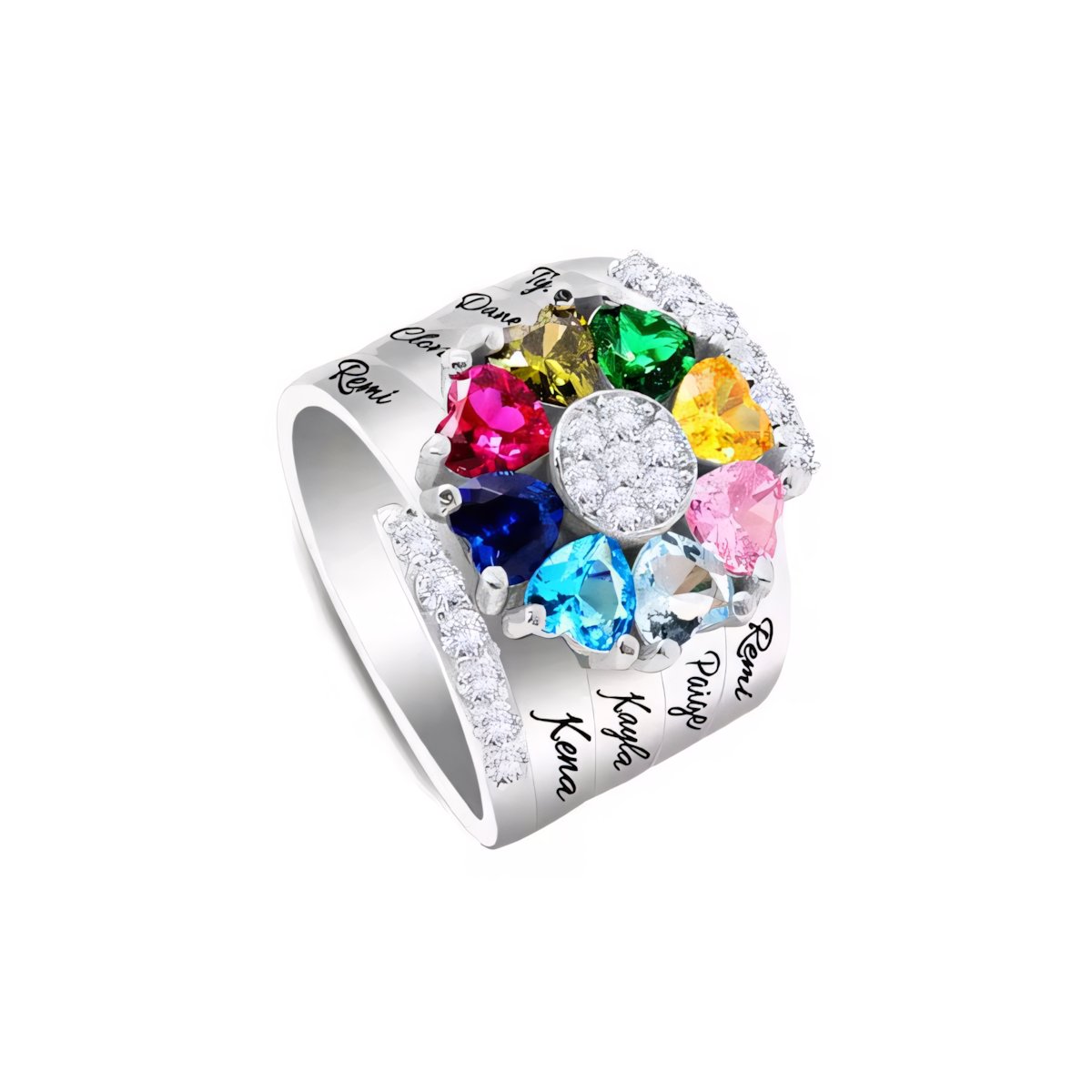 Brehn | Personalisierter Diamant Herz Name & Geburtsstein Ring