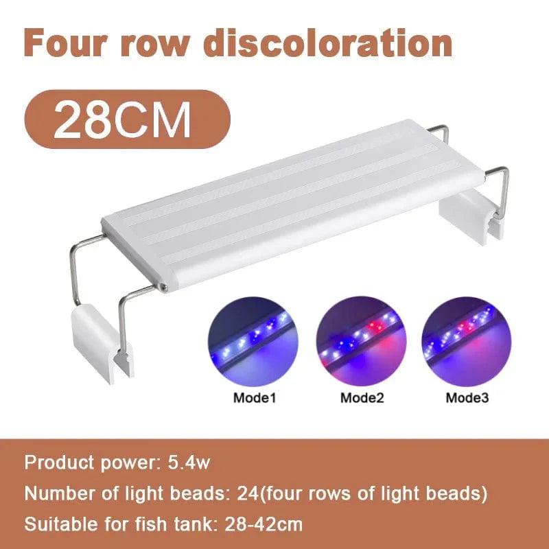 Aquarium LED-Licht Super Slim Fisch Tank Licht Pflanzenwachstumsbeleuchtung 28-58 cm Aufhellend Erweiterbar Clip 220V Für Fisch Tank | Brehn