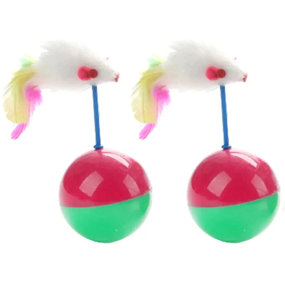 Haustier Katzenspielzeug Haltbar Bunte Feder Mimi Lieblingsfell Maus Tumbler Kätzchen Katzenspielzeug Spielbälle für Fangkatzen Zubehör 2PCS | Brehn