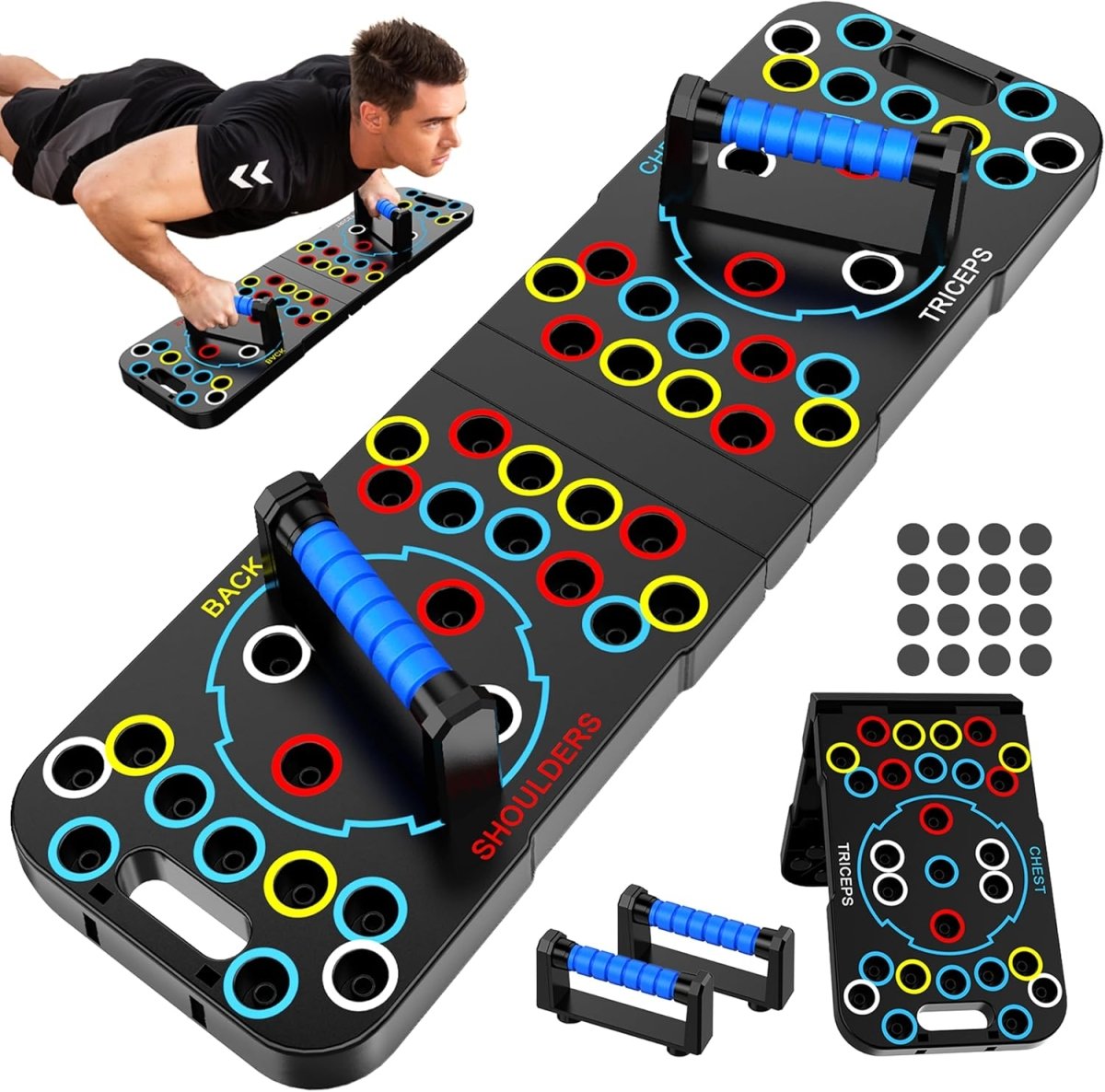 Powerflex Liegestütz-Trainingsbrett – Farbcodiertes Brust-, Schulter- und Trizepstraining – Robustes und tragbares Design – Für alle Fitnesslevel geeignet