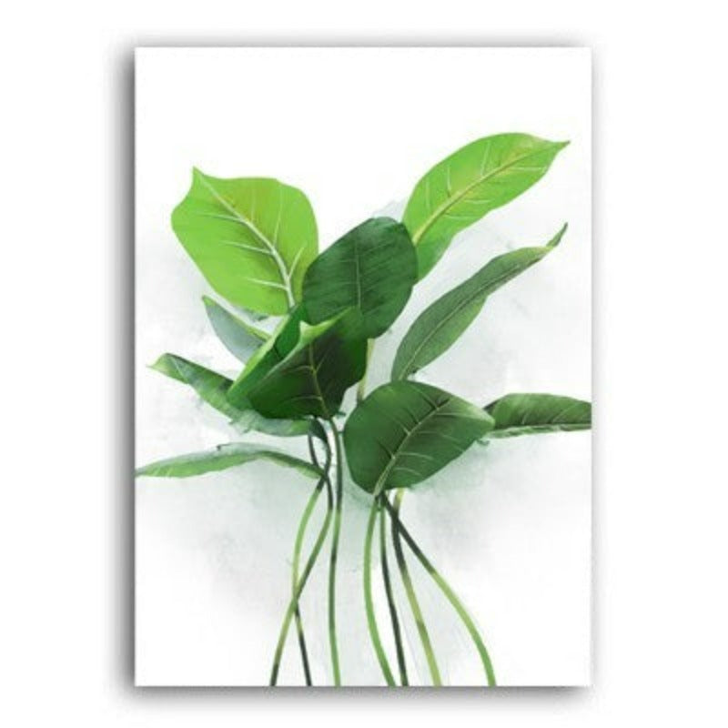Nordic Green Refresh Minimalistische Blätter - Leinwandbild