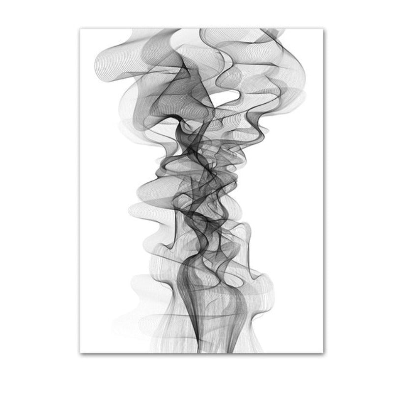 Minimalistische abstrakte wellenförmige Linienmuster Schwarz Weiß - Leinwand Wandkunst Gemälde
