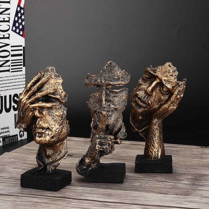 Abstrakte Goldskulptur "NordicLine" – Moderne skandinavische Dekoration | Brehn