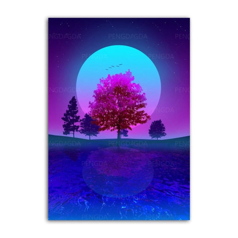 Synthwave Fuji - Leinwandbild