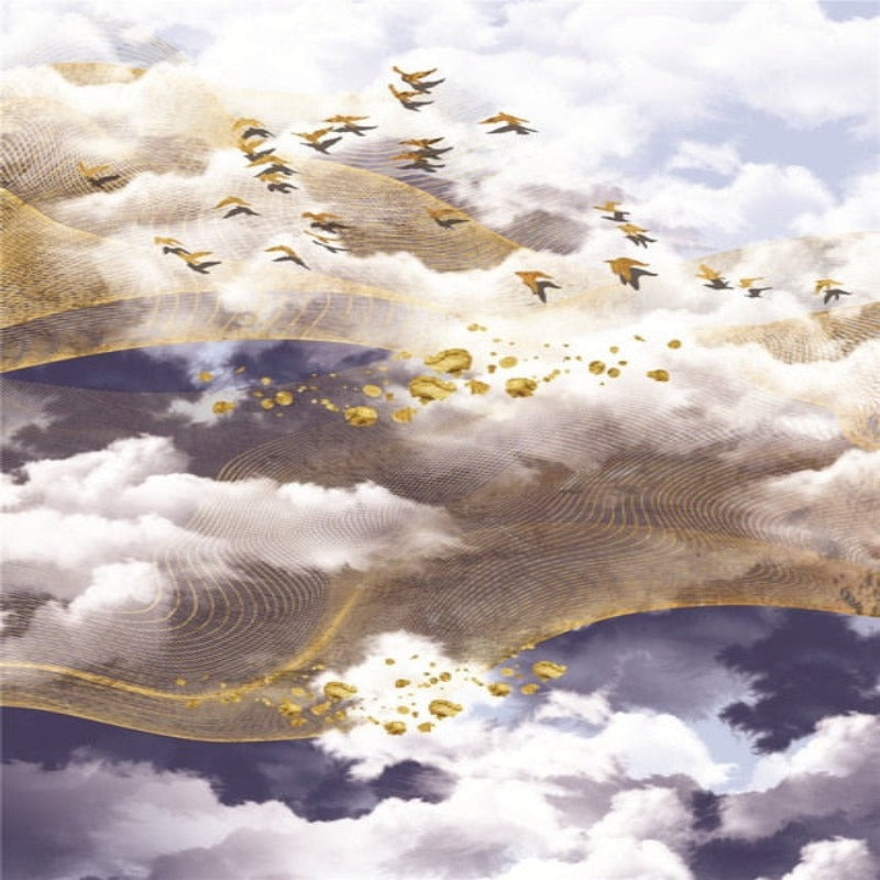 Goldene Wolken - Leinwand Wandkunst Gemälde