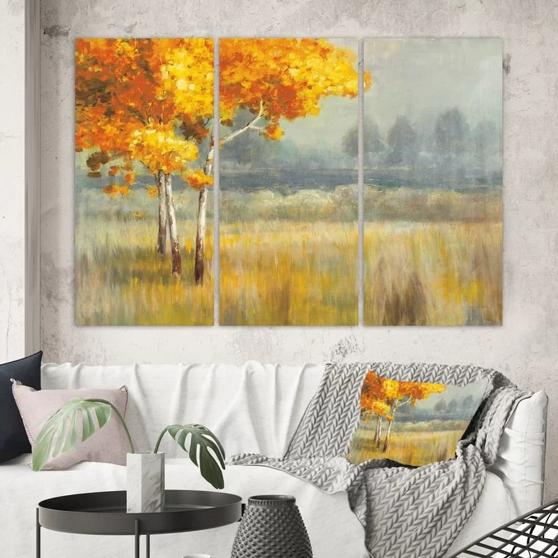 Ahornbaum Weizenfeld - Leinwand Wandkunst Gemälde