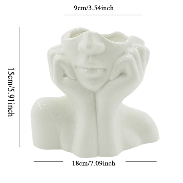 Keramische Abstrakte Menschengesicht Brehnumenvase | Brehn