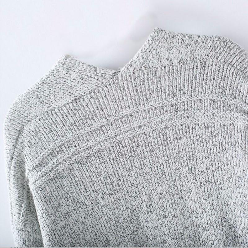 Brehn | Grauer Langarm Lockere Strickcardigan Pullover