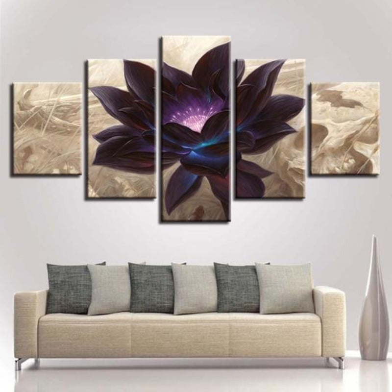 Schwarze Lotus - Leinwand Wandkunst Gemälde