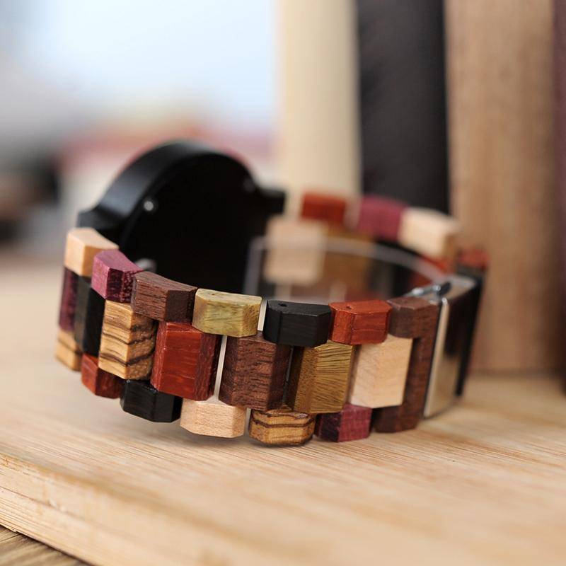 Brehn | Herren Holz Uhr mit Wochendatum Anzeige in Holz Geschenkbox
