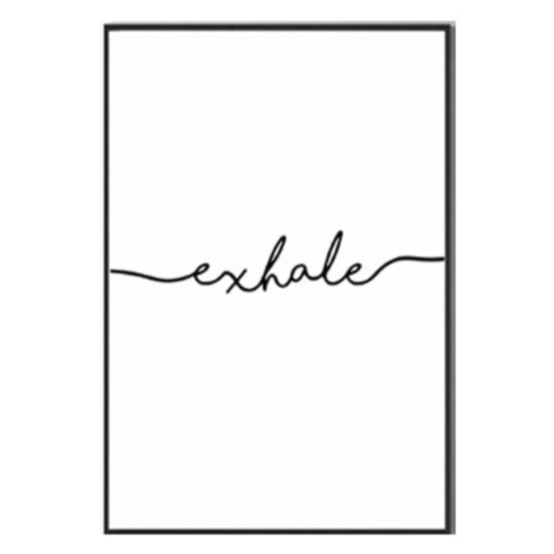Minimalistisch Schwarz Weiß Ausatmen Einatmen Buchstaben - Leinwand Wandkunst Malerei