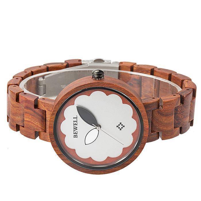 Brehn | Damen Sandelholz- und Ebenholz-Armbanduhr - Analoge Quarz-Armbanduhr