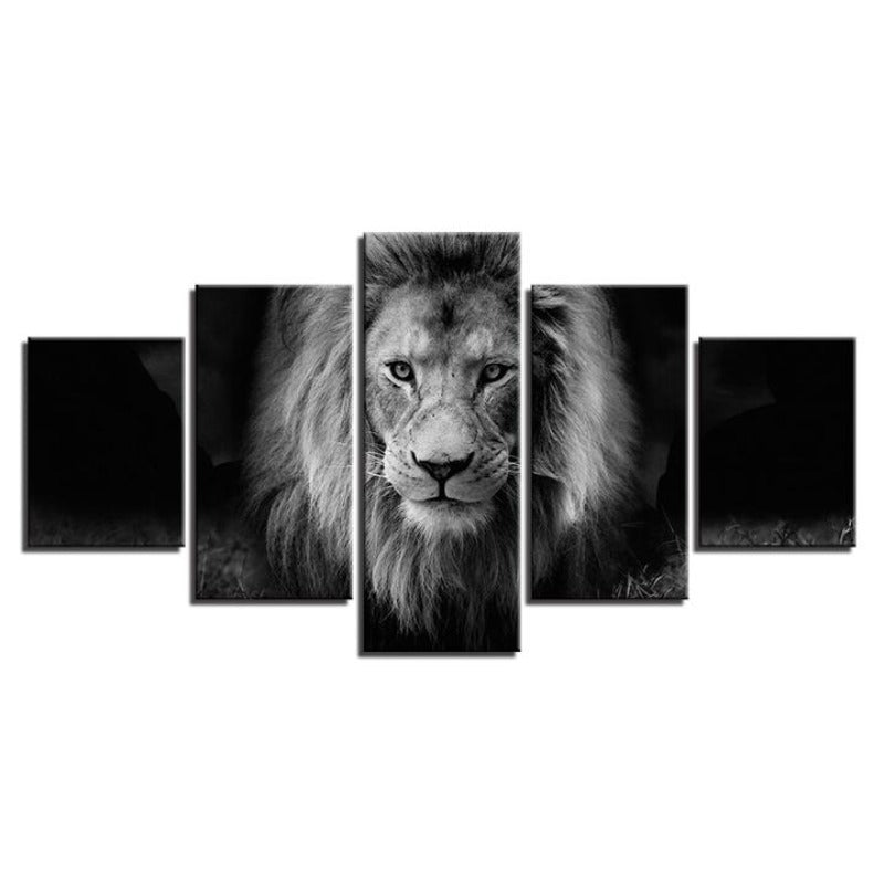 Lion Schwarz und Weiß - Leinwand Wandkunst Malerei