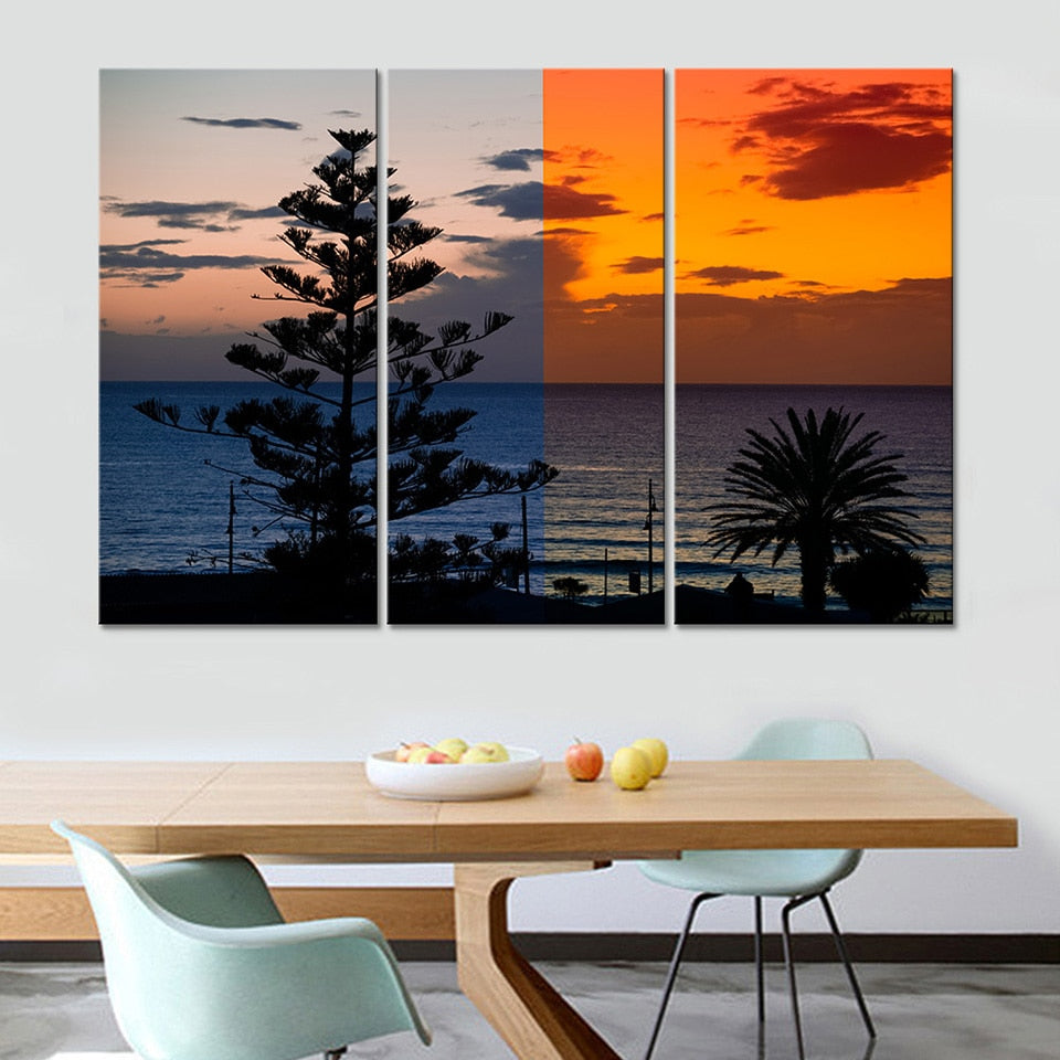 Frühmorgen und Abend - Leinwand Wandkunst Gemälde