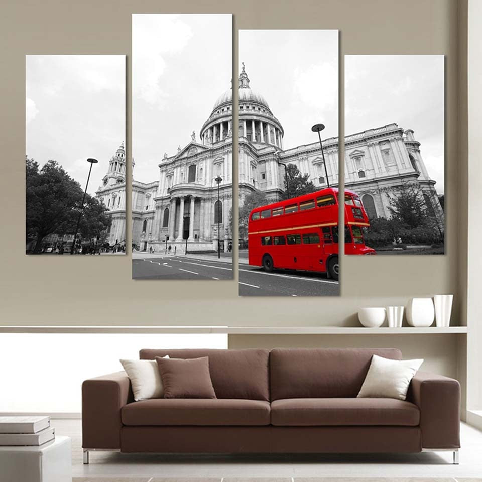 London Red Bus - Leinwand Wandkunst Gemälde