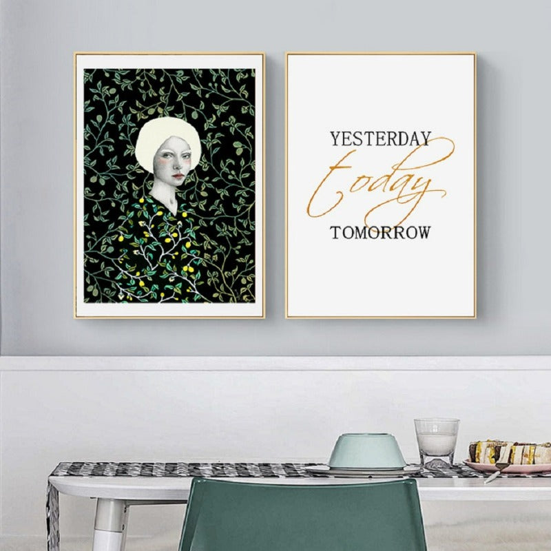 Nordisches minimalistisches Mädchen-Wandbild – Leinwandbild