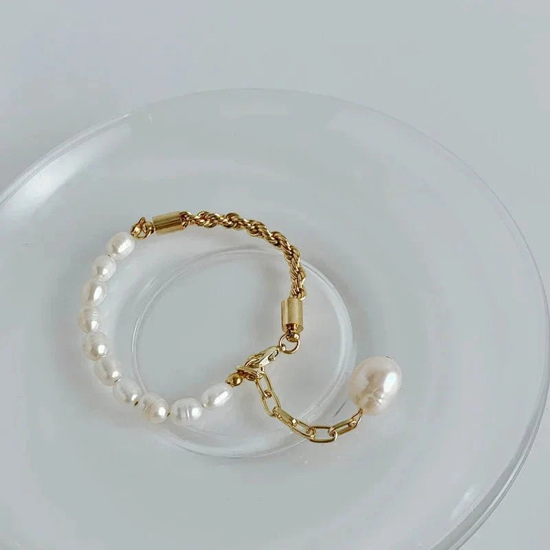 Brehn | Seil Kette Perle Kontrast Armband und Halskette