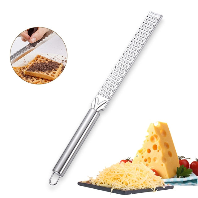 Edelstahl Käse-Reibe und Zitronenschneider mit Schutzabdeckung | Brehn