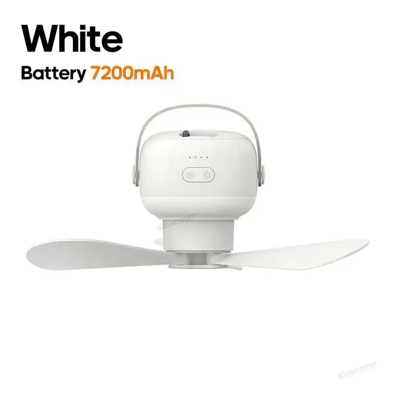 7200mAh Außen Camping Ventilator – Kabelloser Deckenventilator mit LED-Licht & Fernbedienung | Brehn