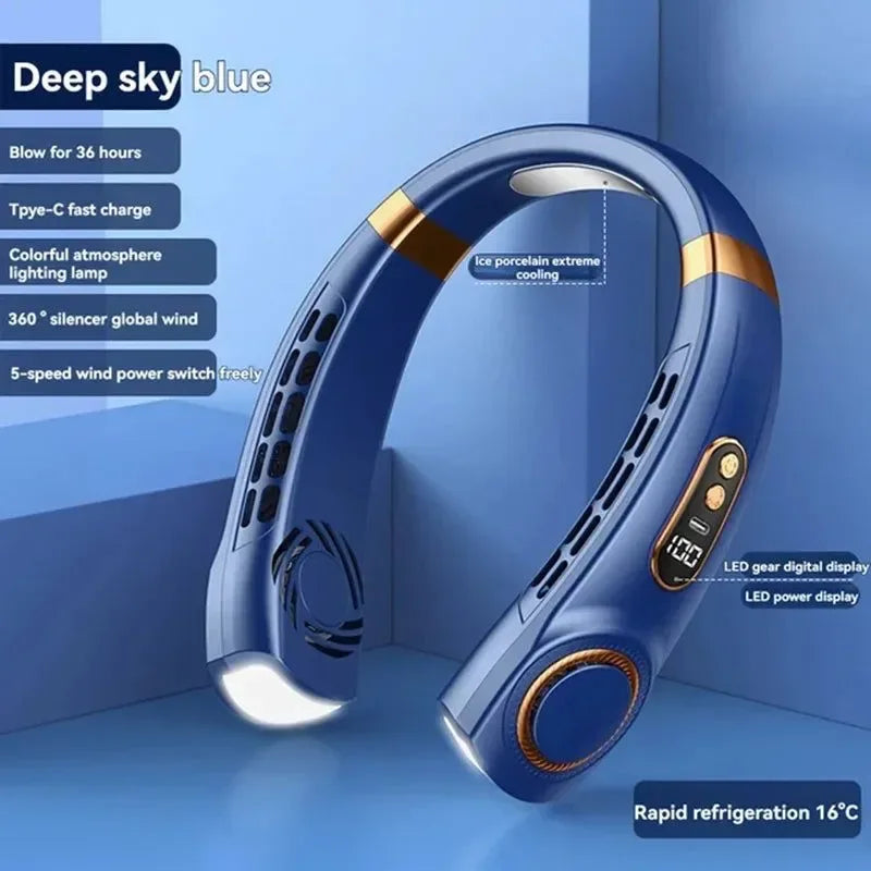 Tragbarer bladeless Halterneck Ventilator – USB wiederaufladbar, leise, freihändige Kühlung | Brehn