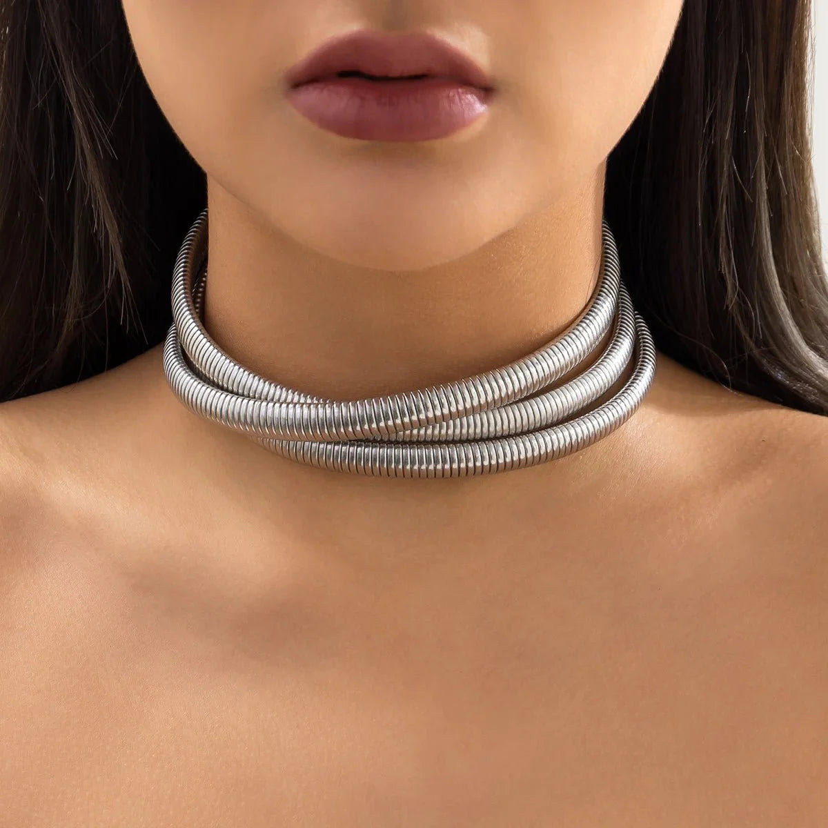 Brehn | Dreilagiger gestapelter Chunky Choker Halskette