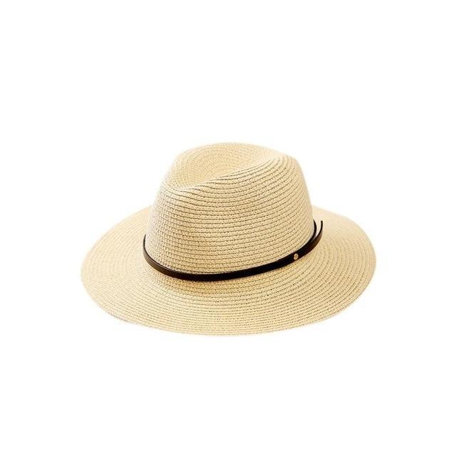 Brehn | Damen Breitkrempiger Strohhut Panama Roll Up