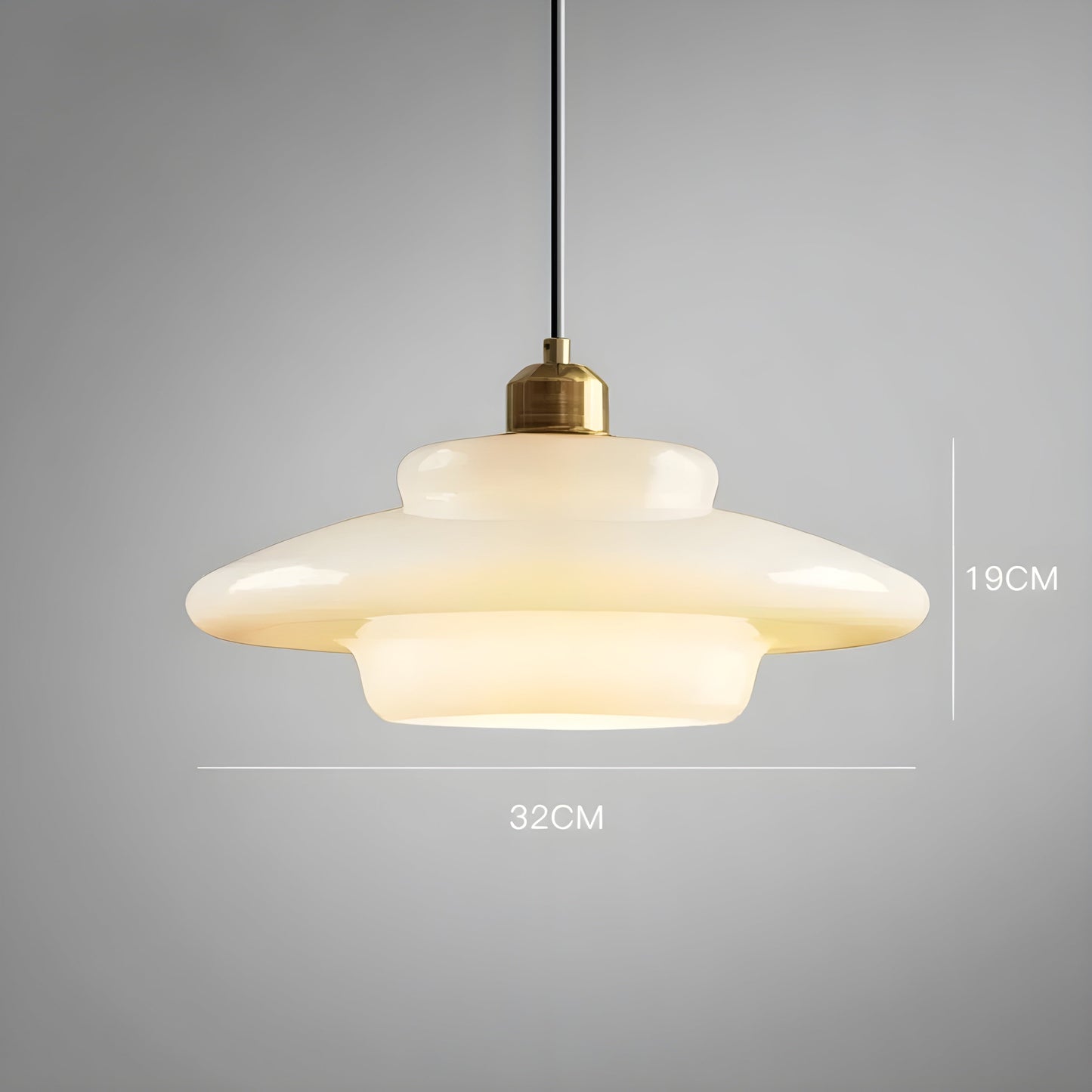 AuraBeam Licht – Minimalistische cremefarbene LED-Pendelleuchte aus Glas | Brehn