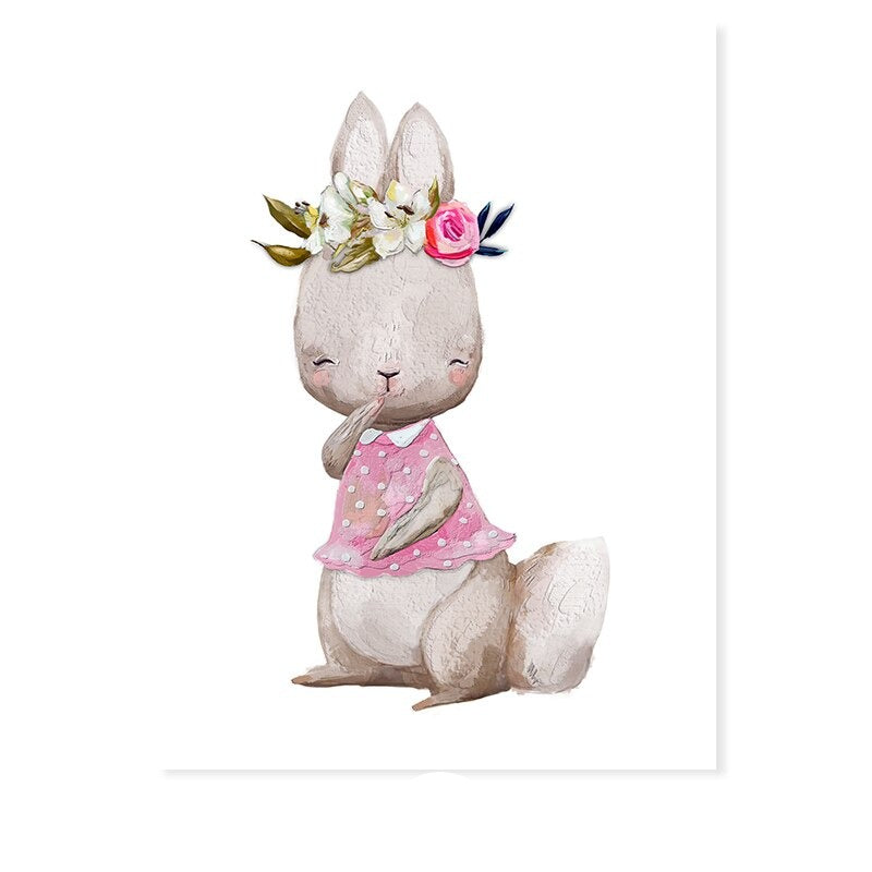 Mama und Baby-Hase niedlich - Leinwand Wandkunst Druck