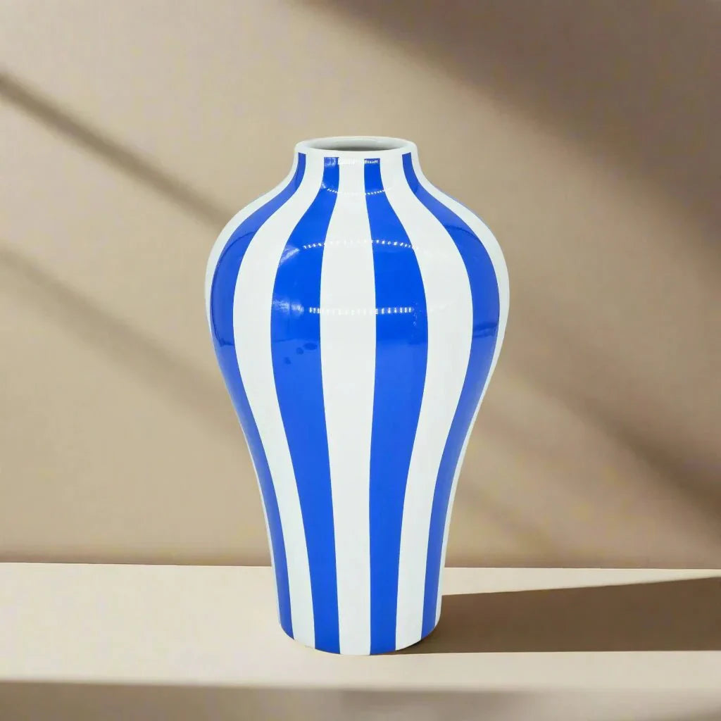 Vibrant Blue Geometric Ceramic Vase Moderne Wohnkultur | Brehn