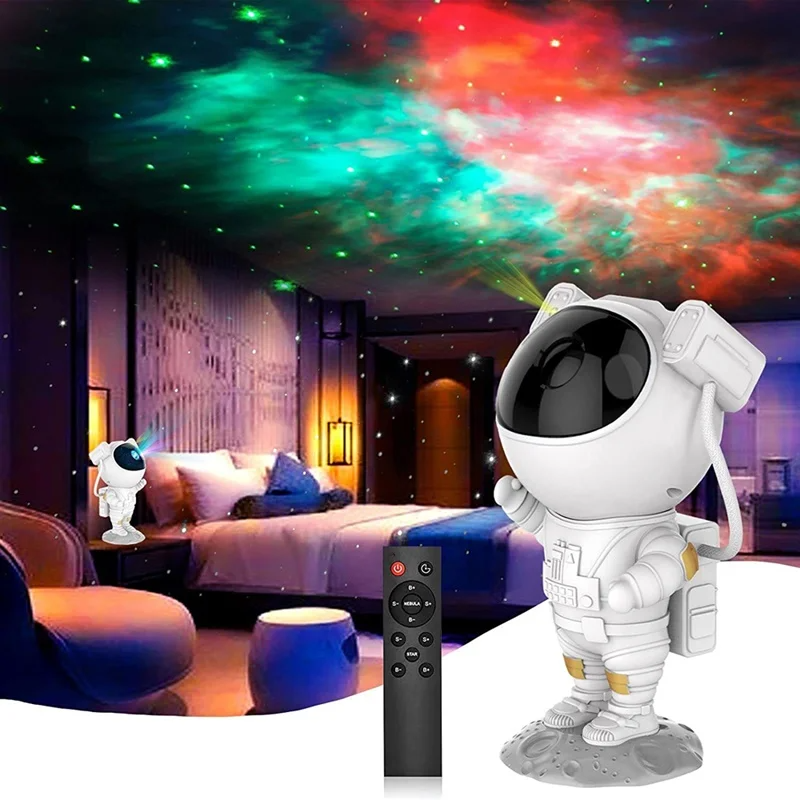 Astronaut Nachtlicht Projektor – LED Sternenhimmel Projektor für Kinderzimmer, Beruhigendes Nachtlicht mit Galaxie- und Weltraumprojektion, Dimmbar und Einstellbar | Brehn