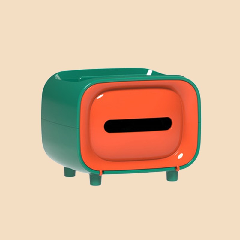 Brehn | Retro-TV-förmige Gewebe Box, mit Ablage & Telefonhalter, für Zuhause & Büro