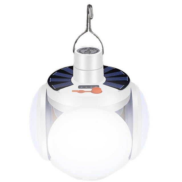 Brehn | Faltbare multi-funktionale Solar-LED-Birne, mit 5 Lichtmodi, 2400mAh Batterie & breiter Beleuchtung, für Garten, Stromausfall, Camping, Angeln & mehr (1 Stk)