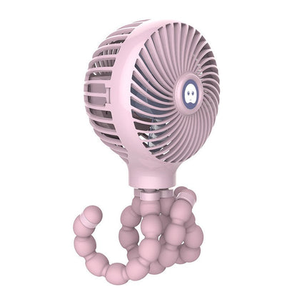 Brehn | Tragbarer wiederaufladbarer Ventilator mit verstellbarem Stativ & 3 Windmodi, für Zuhause, Schreibtisch, Kinderwagen & mehr
