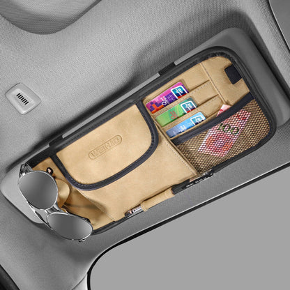 Brehn | Multi-Taschen Auto Sonnenblenden Organizer, für Sonnenbrillen, Karten, Stift, Bargeld & mehr