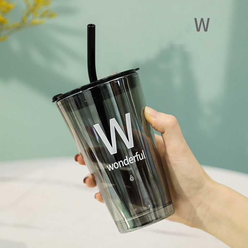 Brehn | Einfacher moderner Reisebecher mit Deckel und Strohhalm, für Eiswasser, Kaffee, Saft, Getränke