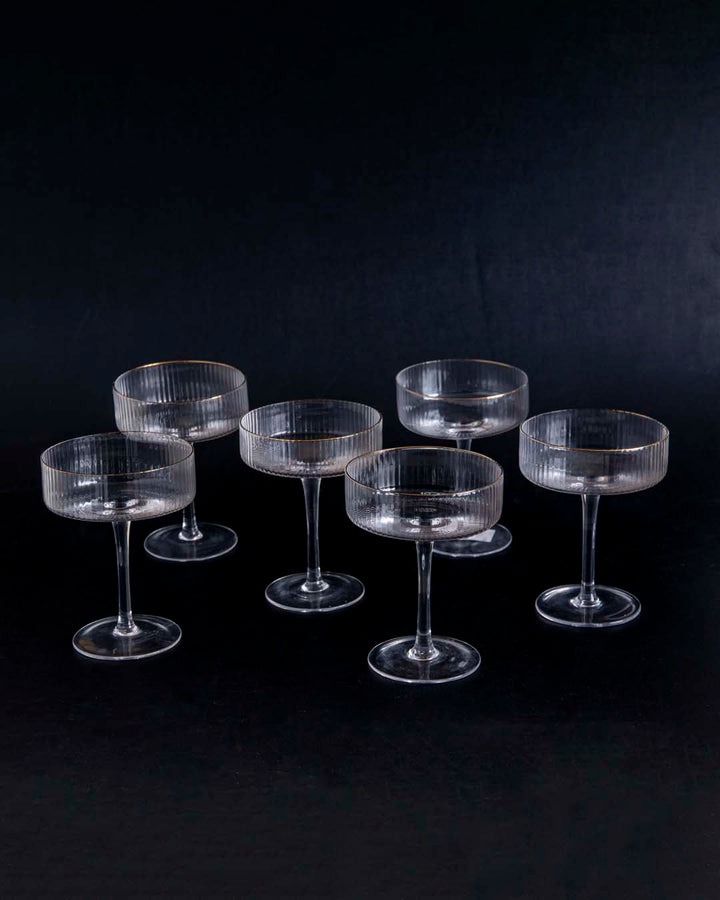 Rippierte Coupe Cocktailgläser - Set von 6