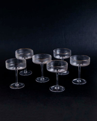Rippierte Coupe Cocktailgläser - Set von 6