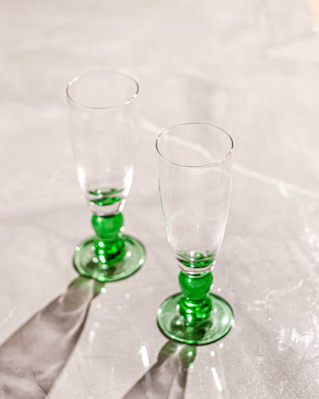 Brehn | Swirl Green Champagnerflöte - Set von 6