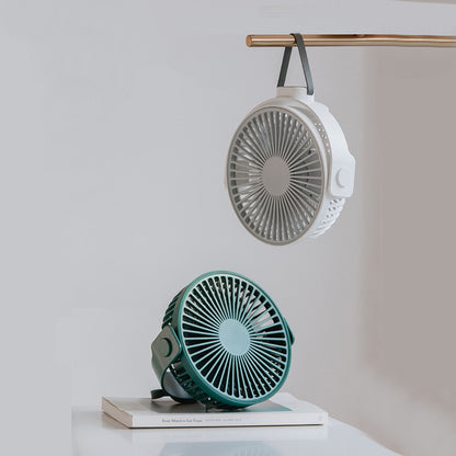 2-in-1 Wiederaufladbarer Tragbarer Hängender / Schreibtisch Ventilator, mit Nachtlicht, 4 Einstellbare Windgeschwindigkeiten | Brehn