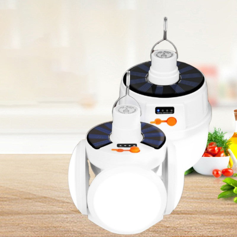 Brehn | Faltbare multi-funktionale Solar-LED-Birne, mit 5 Lichtmodi, 2400mAh Batterie & breiter Beleuchtung, für Garten, Stromausfall, Camping, Angeln & mehr (1 Stk)