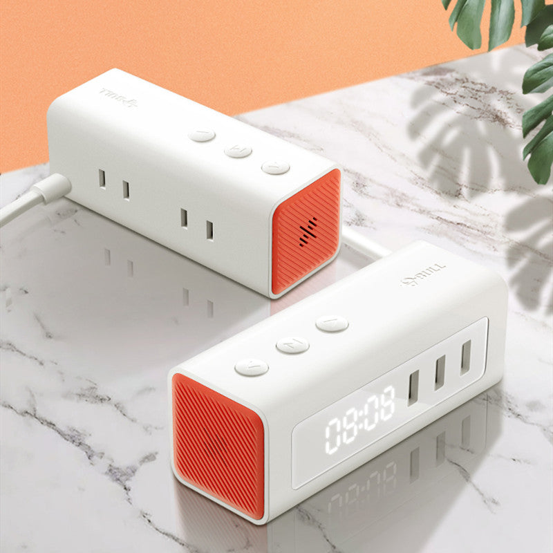 Brehn | 3-in-1 USB-Ladegerät, Steckdosenleiste, Wecker, mit einstellbarem Licht, 3 USB-Ports & 2 Steckdosen, für Nachttisch, Zuhause, Hotel, Büro