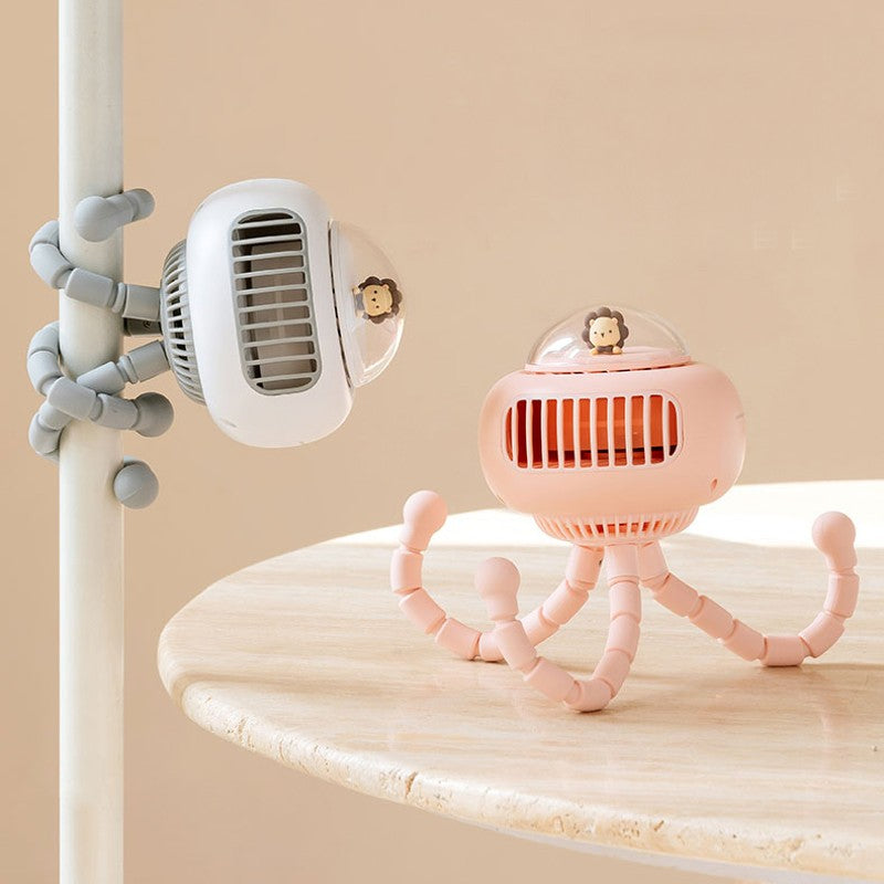 Tragbarer aufladbarer Clip-Kinderwagenventilator mit 130° Oszillation & flexiblem Stativ | Brehn
