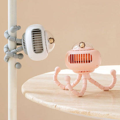 Tragbarer aufladbarer Clip-Kinderwagenventilator mit 130° Oszillation & flexiblem Stativ | Brehn