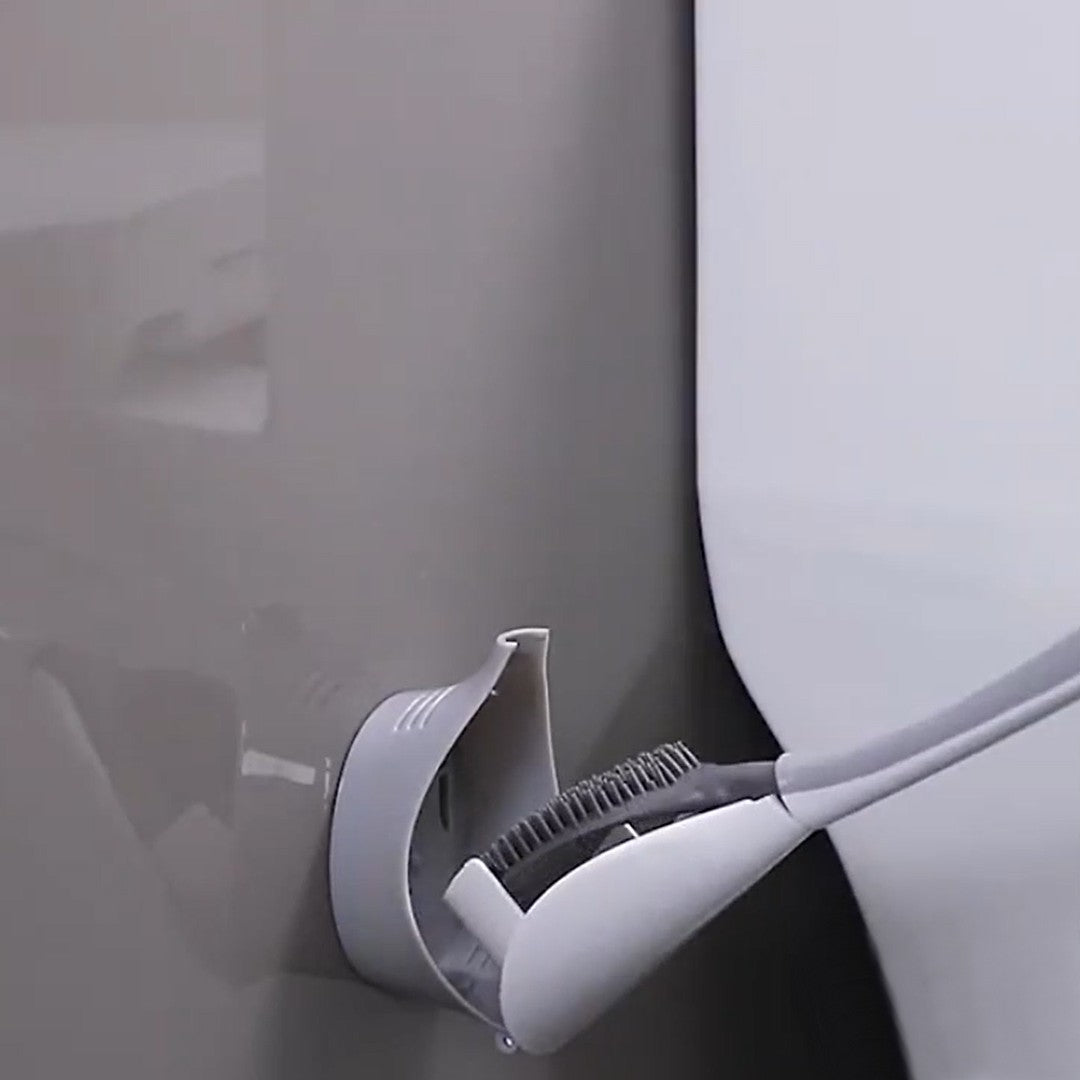 Brehn | Wandmontiertes WC-Bürsten-Set, mit Halter, weichen Borsten & ohne Bohren Installation