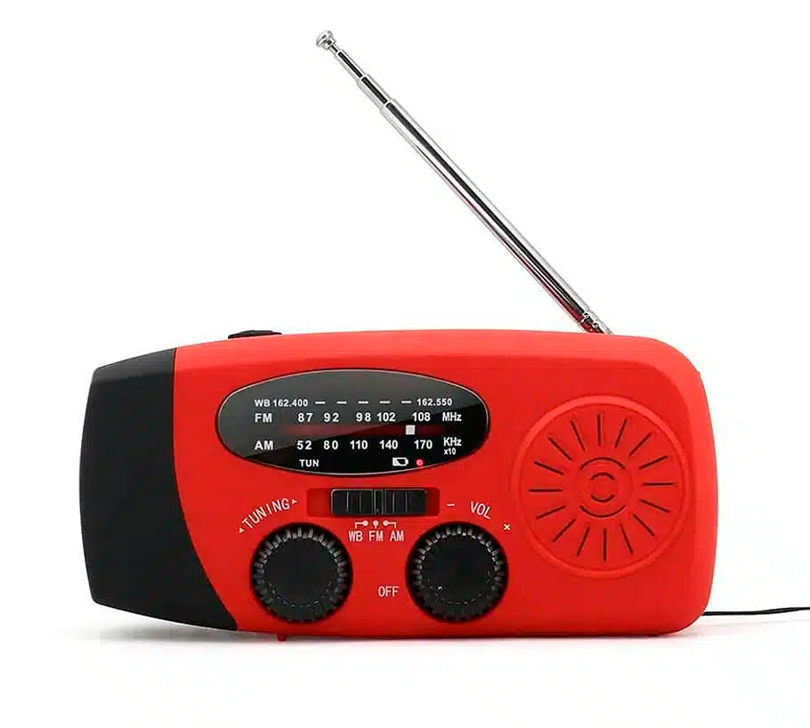 Notfallradio FM/AM mit integrierten Solarzellen, Taschenlampe, Powerbank & Handkurbel | Brehn