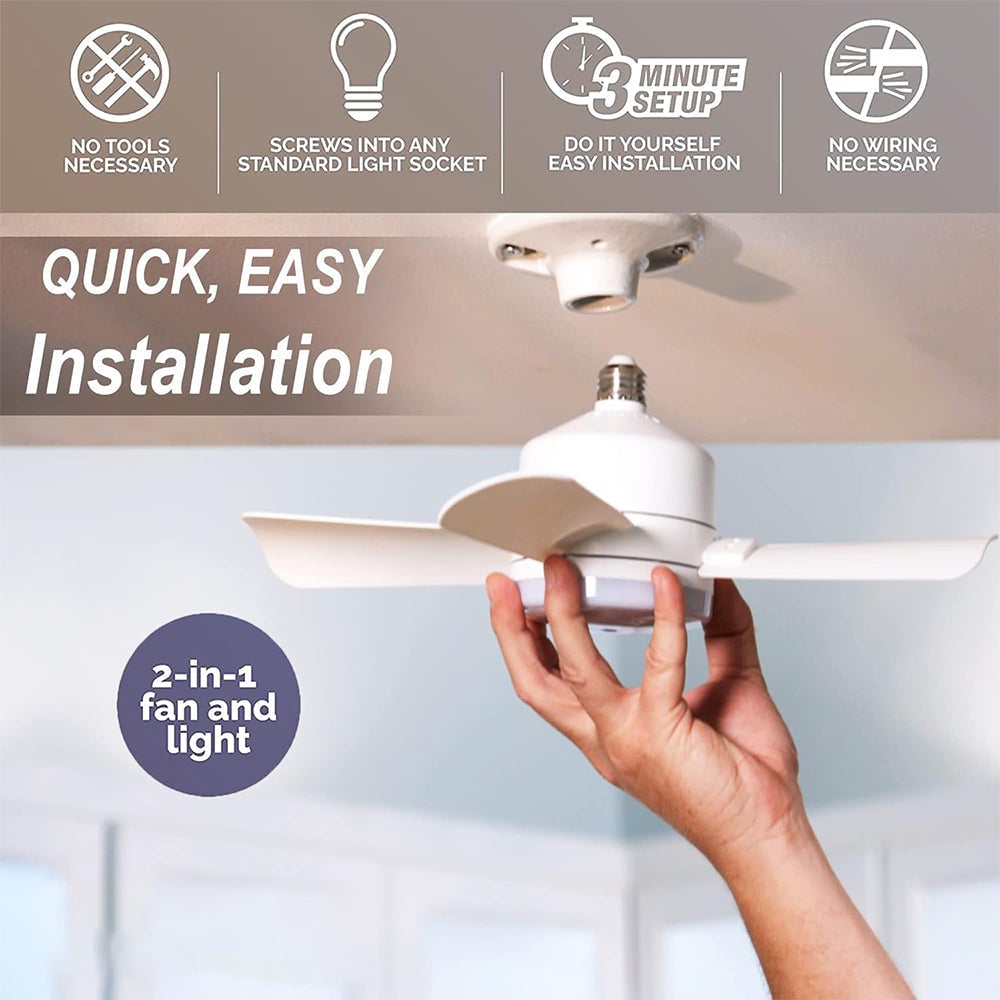 2-in-1 LED-Deckenventilatorlicht mit Fernbedienung, E27/B22-Basis | Brehn