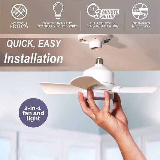 2-in-1 LED-Deckenventilatorlicht mit Fernbedienung, E27/B22-Basis | Brehn