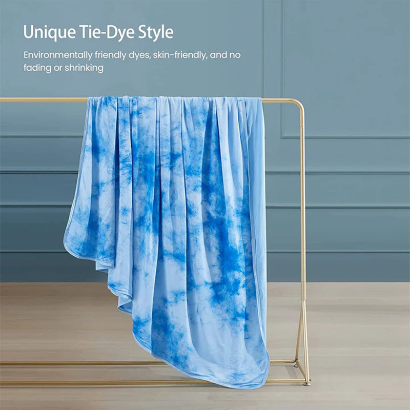 Tie-Dye Kühlende Decke – Q-Max > 0.5, Doppelseitig & Stilvoll Farbe Blau | Brehn