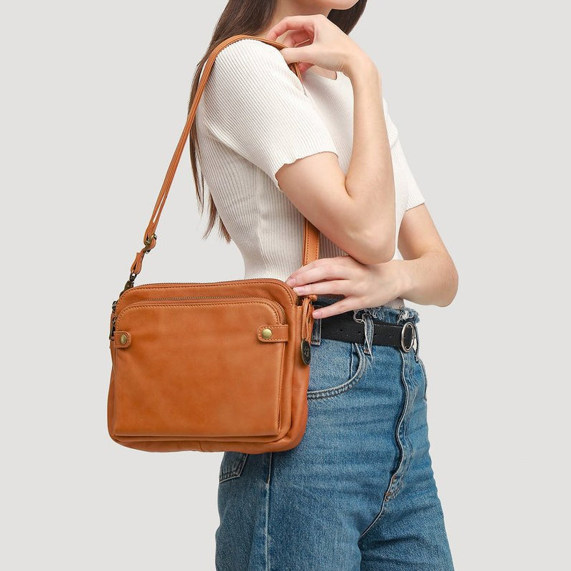 Damen Umhängetasche aus dreilagigem Leder | Brehn